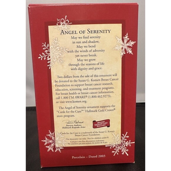 Hallmark Keepsake Christmas Tree Ornament Angel Of Serenity Porcelain Vintage - Picture 2 of 2